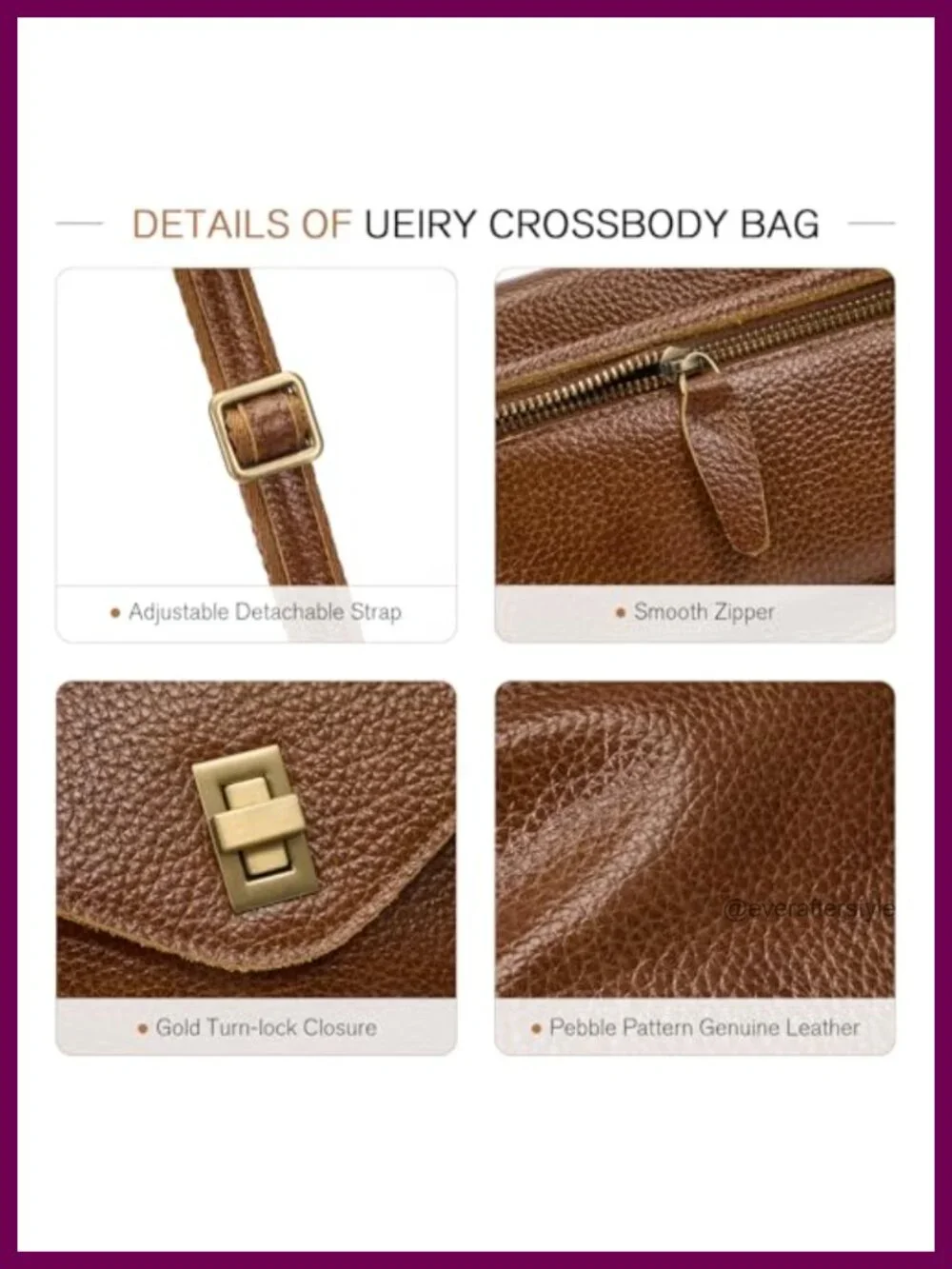 Genuine Leather Crossbody Bag Small Purse Multi-Pocket Adjustable Strap